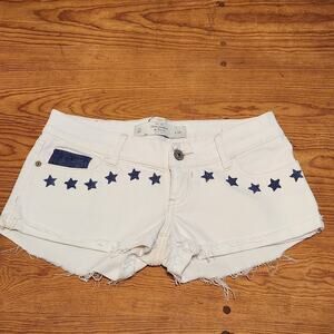 Vtg Y2K 90s Abercrombie & Fitch Micro Denim Mini Shorts Low Rise Sz 00 Stars